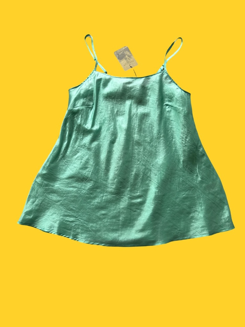 Peruvian Connection Teal Satin Slip Top